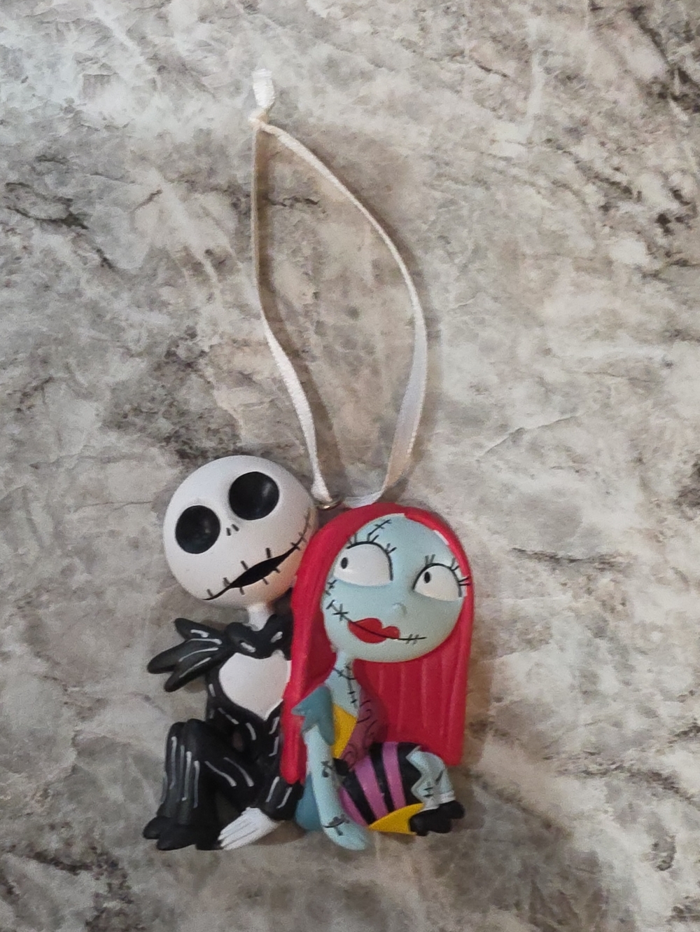 Nightmare Before Christmas Jack & Sally Hanging Ornament - Red, Blue